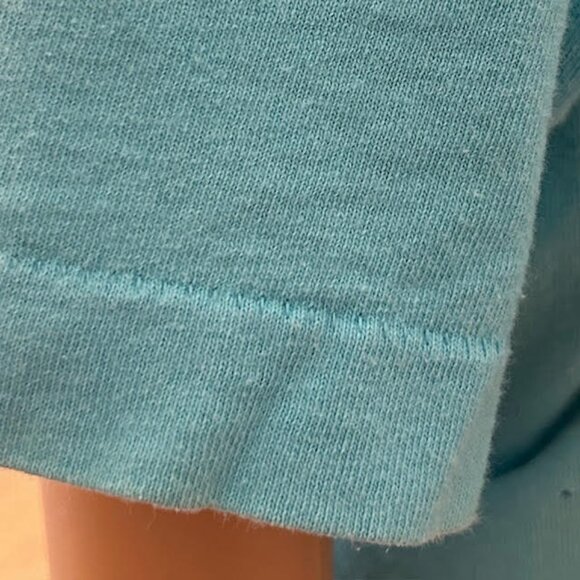 Vintage Single Stitch Hand Painted Wide Neck Blue Floral Graphic Women's T-Shirt - Picture 7 of 7